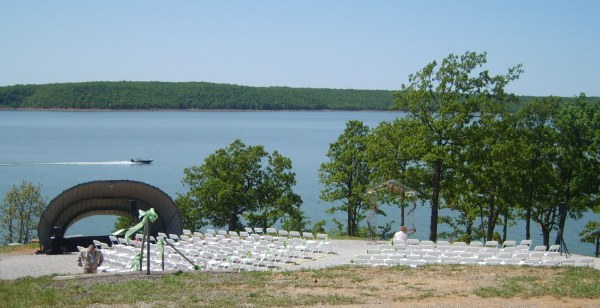 Wedding ceremony sound system at Skiatook Lake